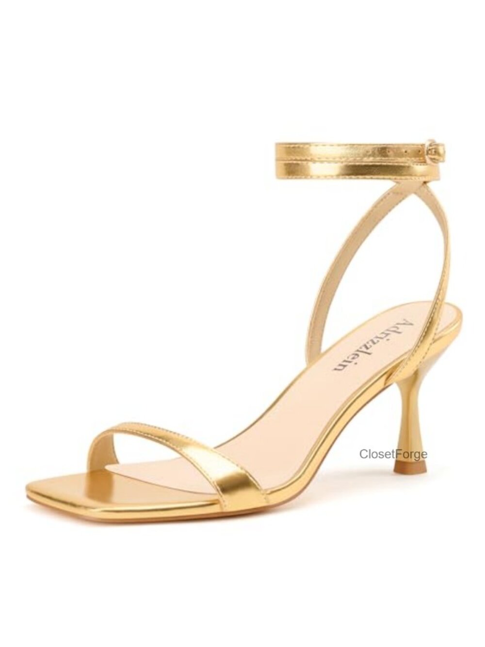 Strappy Kitten Heels Square Open Toe Ankle Wrap Faux Leather Sandals